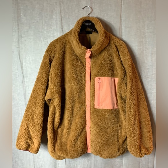 backcountry • mixed fabric fleece jacket in brown sugar / tawny orange l - Picture 3 of 12